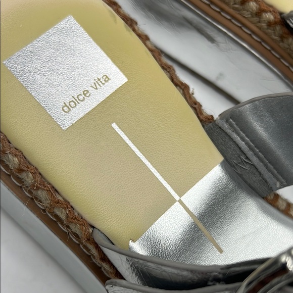 Dolce Vita Silver Metallic Sandals with Cushioned Footbed - Picture 6 of 9